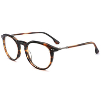 Monture de lunettes tendance 2026 pour hommes, en acétate, design de créateur, meilleur rapport qualité-prix, vente en gros, monture ronde en métal noir