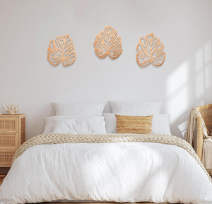 Decorazione Murale in Legno a Forma di Foglie di Palma, Set da 3 Pezzi Personalizzabile, per <span class=keywords><strong>Soggiorno</strong></span>, <span class=keywords><strong>Cucina</strong></span>, Camera da Letto e Giardino - Product Image 4