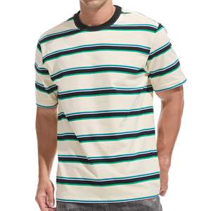 T-shirt à rayures coupe ample pour homme T-shirt à col rond respirant et personnalisable sérigraphié sur pur coton-en vente - Product Image 6