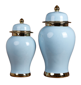 Vase de bureau en porcelaine Art Déco de Jingdezhen avec bordure dorée, jaune moderne pour la décoration de la maison <span class=keywords><strong>et</strong></span> des hôtels - Product Image 5