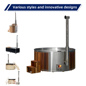 Bồn tắm nước nóng Spa tròn ngoài trời 4 người gỗ tuyết tùng đỏ truyền thống bắn xoáy nước di động để ngâm trong biệt thự hoặc trong nhà - Product Image 4