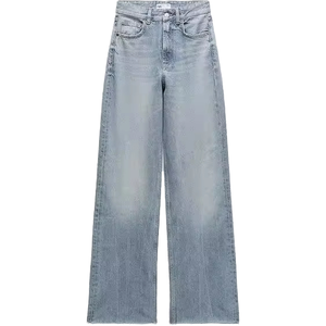 Fabricant OEM, jean bleu clair, coupe bootcut, coupe régulière, pantalon décontracté d'hiver pour homme, coupe droite, respirant, taille haute, vintage, uni, élégant - Product Image 1