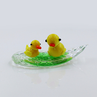 Adorable Figurine de Canard en Verre de Murano Faite à la Main, Artisanat Miniature, Artisanat en Verre Soufflé, Statuette d'Animal en Verre Miniature