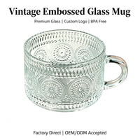 Mug en verre gaufré moderne avec poignée ergonomique, compatible lave-vaisselle et micro-ondes, anti-fuite pour café, thé, bière