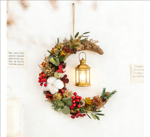 Guirlande décorative de Noël avec fleurs séchées éternelles, grandes cloches, roses, cônes de pin, cadeau de Noël - Product Image 5