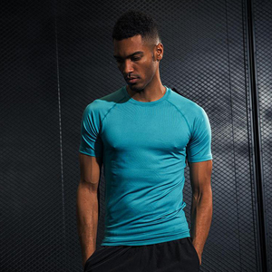 Hot Muscle Sports Running T-shirts Curve Hem Quick Dry Breathable Workout Nylon Mesh <b>Men</b> T-shirt Gym Wear - Product Image 4