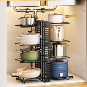 Estante vertical multicapa para ollas, organizador de almacenamiento de cocina, estante plegable y desmontable para encimera, para ollas, tapas y utensilios de cocina de 8 a 11.9 pulgadas - Product Image 2