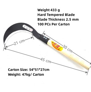 Agricoltura falce con manico in legno affilato lama di taglio erba falce - Product Image 2