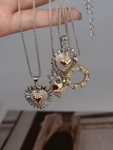 Colliers de pendentifs élégants <span class=keywords><strong>et</strong></span> classiques en forme de cœur <span class=keywords><strong>et</strong></span> de cercle multistyle couleur argent Bijoux au design exquis pour une tenue de fête quotidienne - Product Image 6