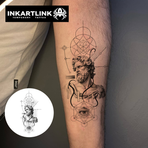 INKARTLINK - Pegatina de Tatuaje para el Cuerpo, Pegatina de Tatuaje de Papel, Flor de Dalia Negra y Gris, Resistente al Agua, Ecológica, de Larga Duración, 15 Días - Product Image 2