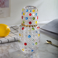 Bouilloire en verre à motif gaufré créatif, bouilloire à eau froide en verre, bouilloire à vin avec ensemble de tasses