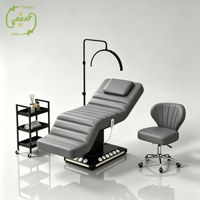 Table de massage électrique en cuir noir pour salon de beauté, lit de soin incurvé pour le visage et les cils, base de lit de beauté électrique