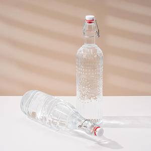 Kit de démarrage pour Kombucha maison, bouteille en verre ronde transparente de 1000 ml avec bouchon basculant, vente en gros, personnalisable avec couvercle hermétique - Product Image 5