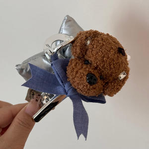 Chic dessin animé cheveux accessoires pour <span class=keywords><strong>Yong</strong></span> dames couleur argent tissu arc cheveux griffe 13cm Jumbo mâchoire griffe pince mignon Animal cheveux poignée - Product Image 6