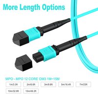 Cable de Conexión Multimodo OM3 de Baja Pérdida de 1m, MPO de 12 Núcleos, Tipo B, LSZH Aqua, para Redes 40G 100G QSFP QSFP28