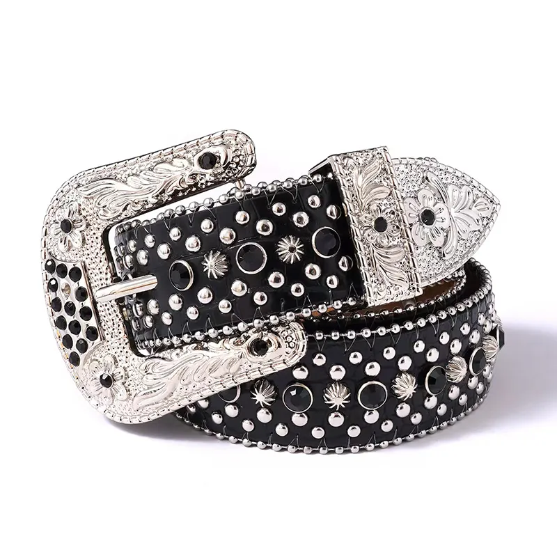 Chất Lượng Cao Phong Cách Phương Tây Bling Bling Pha Lê Vành Đai Khóa Sang Trọng Rhinestone Thắt Lưng Cho Nam Giới Và Phụ Nữ