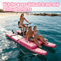 Vélo aquatique gonflable flottant pour l'extérieur, avec grande plateforme et coussin, multi-passeagers, pédalo pour lac, mer, plage