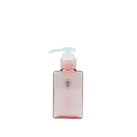 Bouteille pompe carrée en PET écologique 150 ml, rose transparent, avec logo personnalisé estampé à chaud, distributeur de shampoing vide