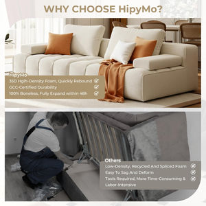 Sofá Seccional Minimalista Cuadrado de Bouclé Beige Premium para Apartamentos, Suministro Mayorista para Negocios, Muebles Comprimidos, Muestras Gratis - Product Image 5