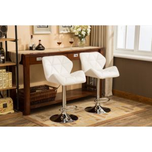 DB Glasgow Tabourets de bar contemporains tuftés blancs Lot de 2 Hauteur réglable avec fonction hydraulique - Product Image 3