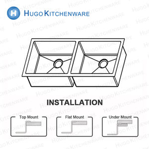 Pabrik Model Baru Wastafel Dapur Kamar Mandi Stainless Steel Buatan Tangan Mangkuk Ganda - Product Image 5