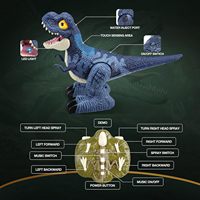 2.4Ghz uzaktan kumanda yürüyüş dinozor oyuncaklar RC Lights nosaurus rex dinozor ışıkları ve müzik ile Led dokunmatik algılama Dino Robot oyuncak