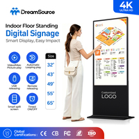 Pantalla LCD con Soporte de Piso de 43, 49, 55 y 65 Pulgadas, Pantalla Táctil, Pantalla Publicitaria Digital para Interiores con Sistema Android, Tótem, Kiosco