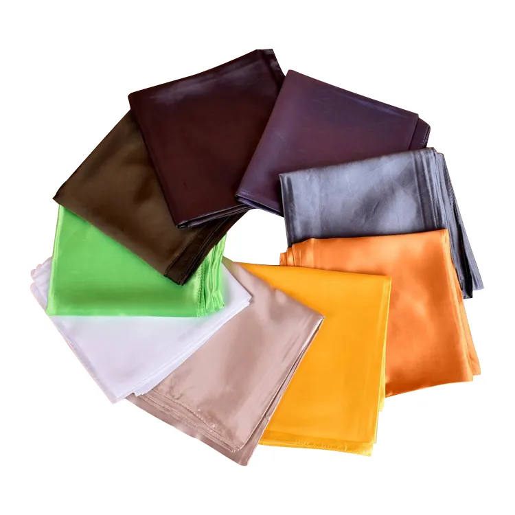 Wholesale High Quality Polyester Designer Green Solid Color Square Oversize 90x90 Chiffon Silk Satin Head Scarf for Women