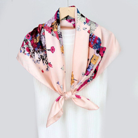 Prêt à expédier : Châles et écharpes 90*90, foulards en soie de marque 14mm, tissu de soie pour foulards, foulards imprimés multicolores