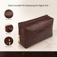 Trousse de Toilette Homme Luxe en PU Façon Croco avec Fermeture Éclair, Grande Capacité, Imperméable, Structurée et Portable, Personnalisable avec Logo – Vente en Gros