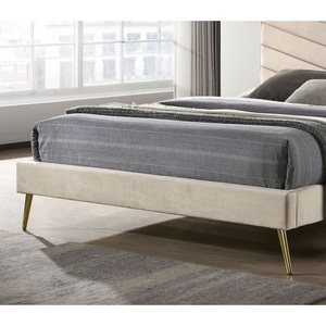 Modern Mid-century Modern Beige Flannelette Chevron Tufted Design Twin <b>Size</b> <b>Bed</b> Padded Headboard Bedroom Furniture - Product Image 6