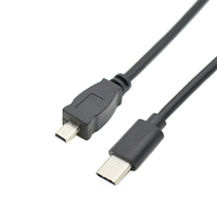 USB tipo C 3,1 macho a Mini USB 5 pines B convertidor de enchufe macho adaptador OTG Cable de datos de plomo para Macbook Mobile 30cm