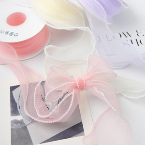 Nine-Colored Ribbon 6cm Pearl Fishtail Tulle Organza Ribbon Spool For Wedding Gift Wrapping Bouquet Decor - Product Image 2