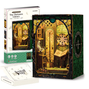 Vente en gros de kits de construction de niches à livres en bois 3D, <span class=keywords><strong>puzzle</strong></span> magique, bricolage, bibliothèque sombre, maison miniature, ensemble de construction avec lumière, cadeau - Product Image 1