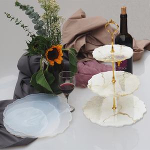 اليدوية كريستال الايبوكسي لوحة قالب ثلاثة طبقة الشاي صينية للفاكهة قالب من السيليكون - Product Image 1