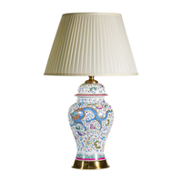 Lampe de table LED en céramique Famille Rose, base en forme de pot à gingembre, 3 couleurs réglables, lumière de chevet moderne, décoration chinoiserie