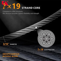 Cables de Acero Inoxidable de Grado Marino T304 OEM/ODM, Cable de Alambre de Acero Inoxidable de 3/16 Pulgadas 7x19 para Barandillas y Bricolaje