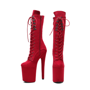 20CM / 8 Pouces Suede Upper Pole Dancing Shoes Plate-forme à talons hauts Bottes <span class=keywords><strong>mi</strong></span>-<span class=keywords><strong>mollet</strong></span> à lacets Pole Dance Boots - Product Image 2