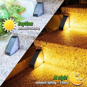 Lámpara Solar para Escaleras de 3 LED, Panel de PET Monocristalino, Luz para Escalones, Lámpara Solar Duradera de ABS para Exteriores, para Terraza, Patio - Product Image 2