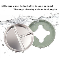 Ventouse en silicone, assiette en acier inoxydable, bol pour aliments complémentaires pour bébé, vaisselle d'alimentation pour enfants