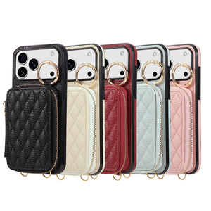 Portefeuille de luxe en cuir motif téléphone portable pour <span class=keywords><strong>iphone</strong></span> 17promax 16 15/14/13 sac à cartes lanière à bandoulière - Product Image 1