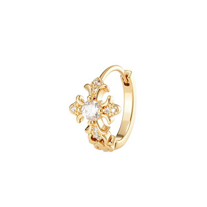 Großhandel Vergoldete Creolen Schmuck Bling Diamant Kreuz Anhänger Tropfen-Creolen Modische Ohrringe für Frauen - Product Image 6