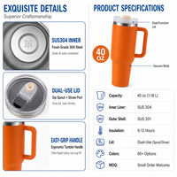 Gobelet isotherme en acier inoxydable de 40 oz avec poignée, double paroi sous vide, tasse de voyage avec couvercle à paille, garde les boissons au frais
