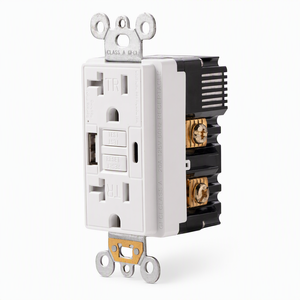 Prise GFCI BAREP 20A avec ports <span class=keywords><strong>USB</strong></span> Type A et C 5V 4.8A, auto-test, anti-effraction, homologuée ETL pour cuisine et buanderie - Product Image 1