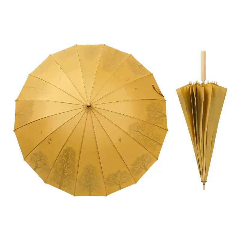 Chinese Stijl Vintage Regen Paraplu Groothandel Unieke Design Luxe Custom Rechte Paraplu Voor Volwassenen