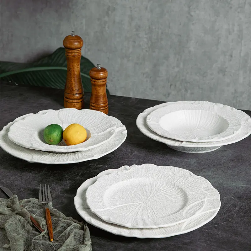 Ins prato de cerâmica com textura de rocha fosca em relevo americano utensílios de mesa de cerâmica