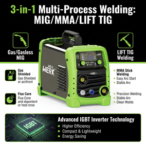 Soudeuse à l'arc Portable 5IN1 Igbt multifonctionnelle MIG/MAG/Flux/MMA/<span class=keywords><strong>TIG</strong></span> en alliage d'acier au carbone fonte 220v DC Machine de soudage à l'arc - Product Image 2