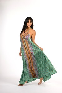 Gran oferta, vestido Maxi bohemio personalizado para damas, ropa de fiesta de noche hecha a mano, borla, corbata, cuello, traje de resort lavable, cintura Natural - Product Image 2