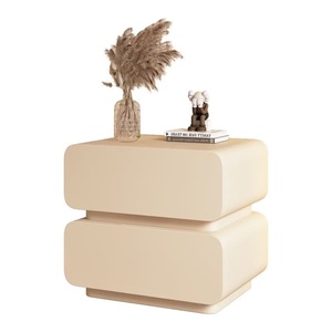 Mesa de Noche de Madera Maciza de Estilo Moderno y Sencillo con Gabinete de Almacenamiento Mini Ultraestrecho de Cuero para Dormitorio Pequeño o Sala de Estar - Product Image 5
