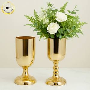 Decoración Elegante para Mesas <span class=keywords><strong>de</strong></span> Banquetes y Eventos, Florero Alto <span class=keywords><strong>de</strong></span> Metal Dorado, Centro <span class=keywords><strong>de</strong></span> Mesa para Bodas - Product Image 1